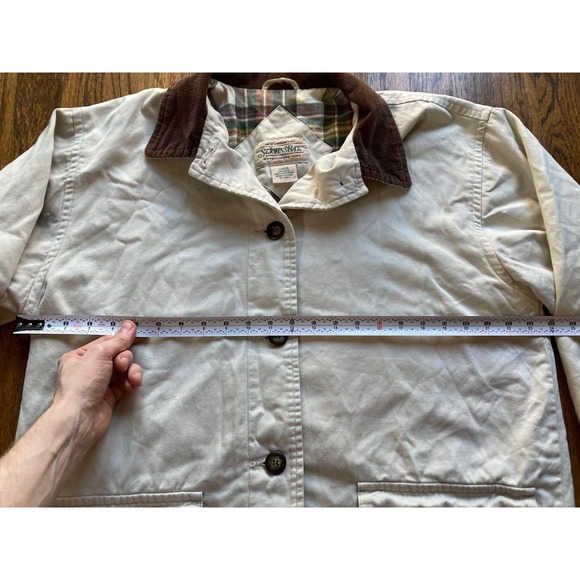 VTG St Johns Bay Chore Jacket Mens Large Beige Flannel Lined Corduroy Collar - Picture 7 of 10